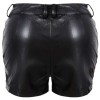 Women Buckle Belt Short Black Gothic Punk PU Leather Short For Women